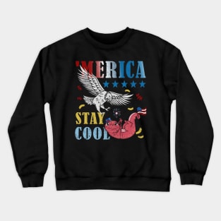 Merica Funny Eagle and Salamander Stay Cool Popsicle Crewneck Sweatshirt